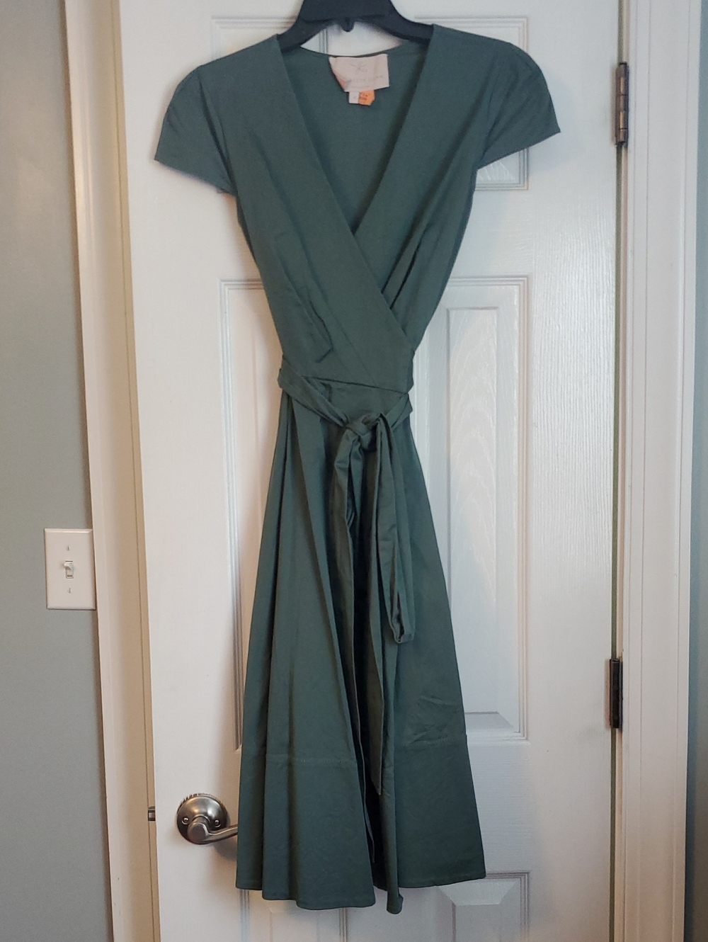 Gal Meets Glam Olive Green Wrap Midi Dress